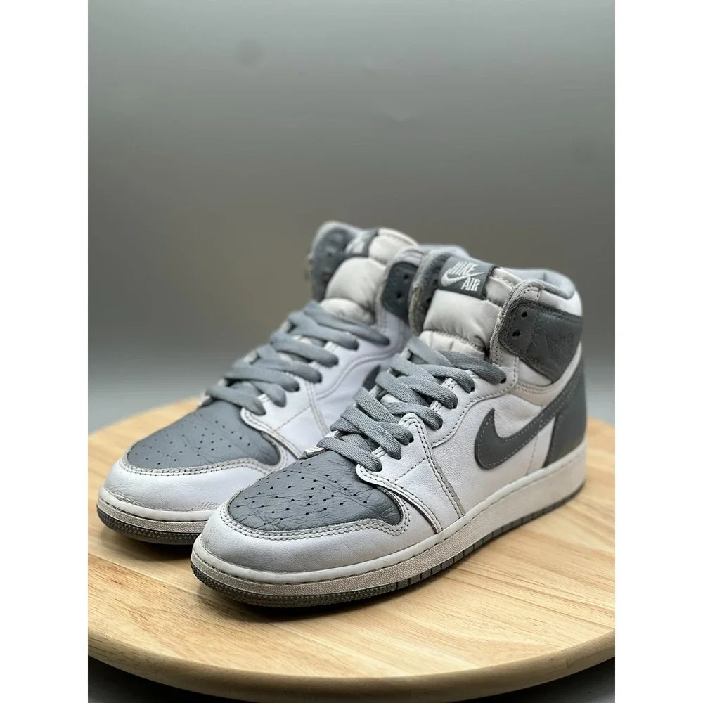 Nike 575441-037 Air Jordan 1 Retro High OG Stealth GS‎ 6Y Shoes White Grey READ